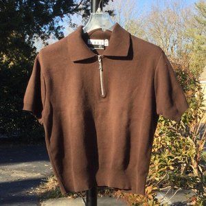 Kenar Short Sleeve Zipper Front Sweater